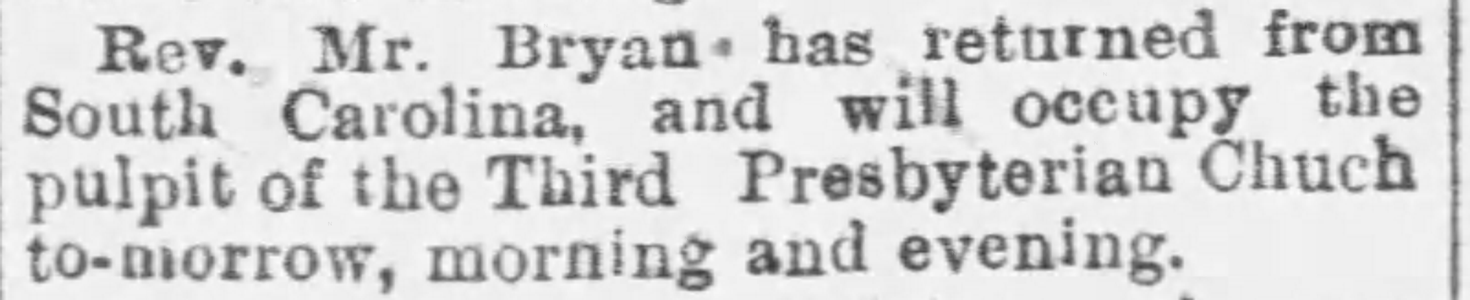 Return from South Carolina